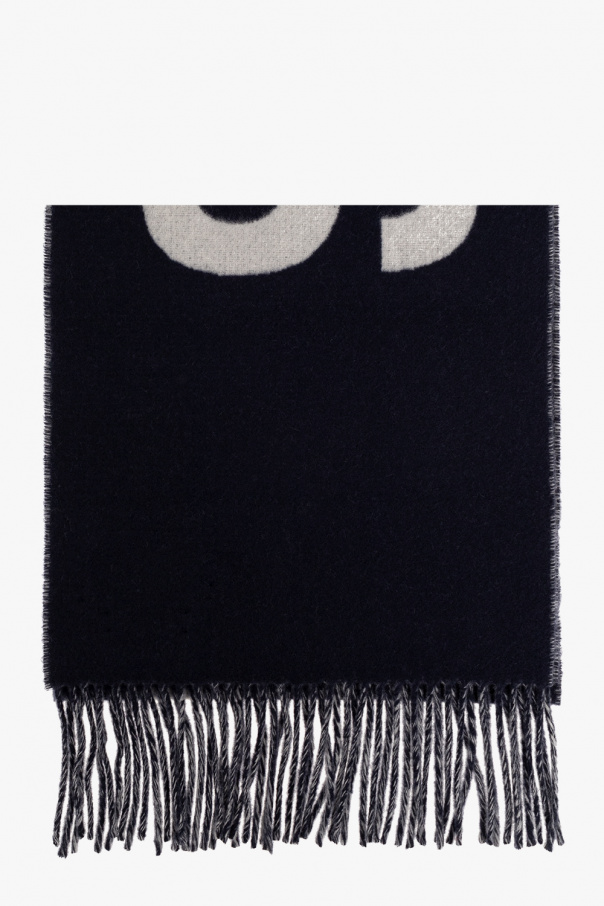 ボレロ・ショール JACQUEMUS Black wool scarf with logo Jacquemus - THE BLACK LOGO SCARF – LE LABO STORE